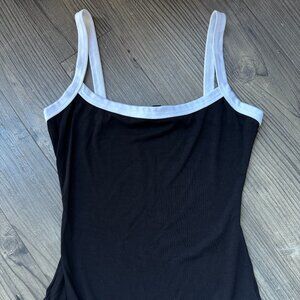 Lulus Monochrome Black and White Fitted Bodysuit - Small